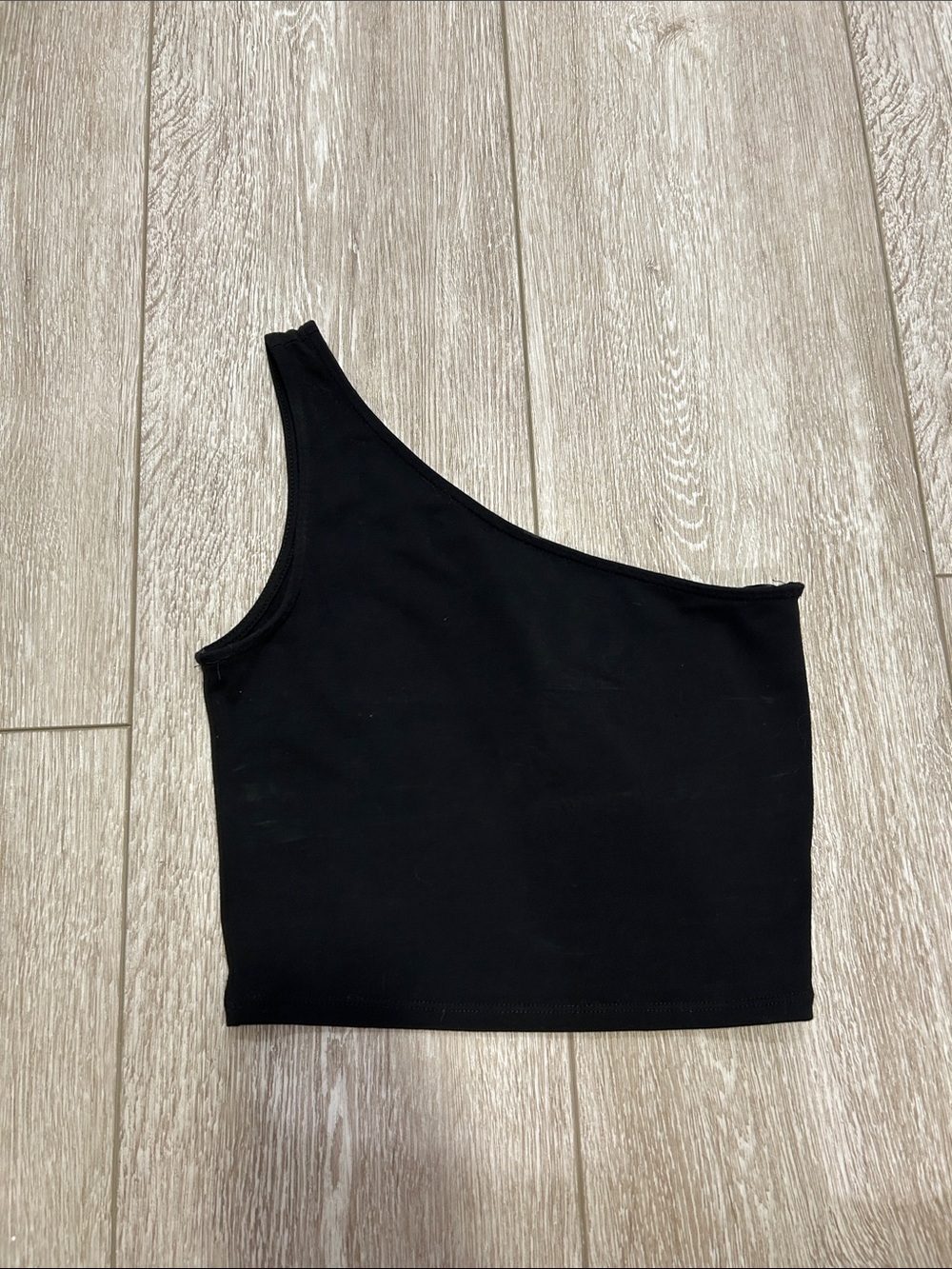 GB Girls Black One-Shoulder Crop Tank Top